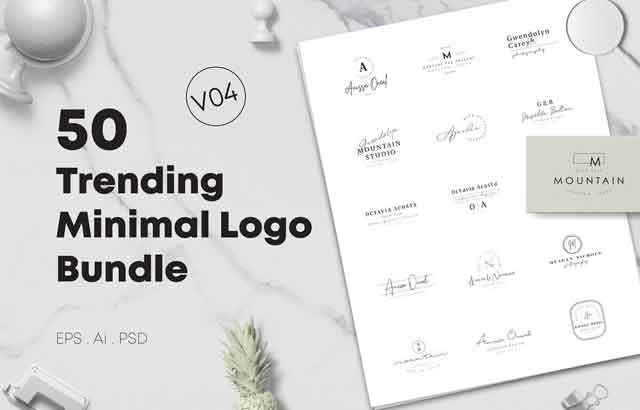 50 Trending Minimal Logo Bundle V04 ByXpertgraphicD Free Download