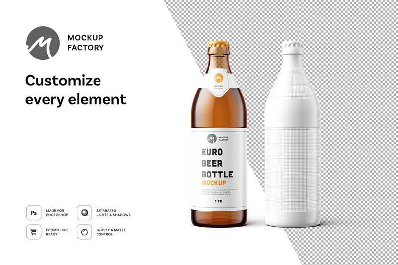 Euro Beer Bottle Mockup Euro Beer Bottle Mockup