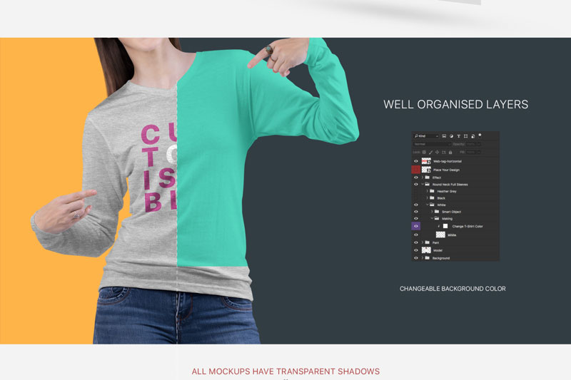Women's V Neck Long Sleeve Shirt Mockup Set 4 Women2527s V Neck Long Sleeve Shirt Mockup Set 3