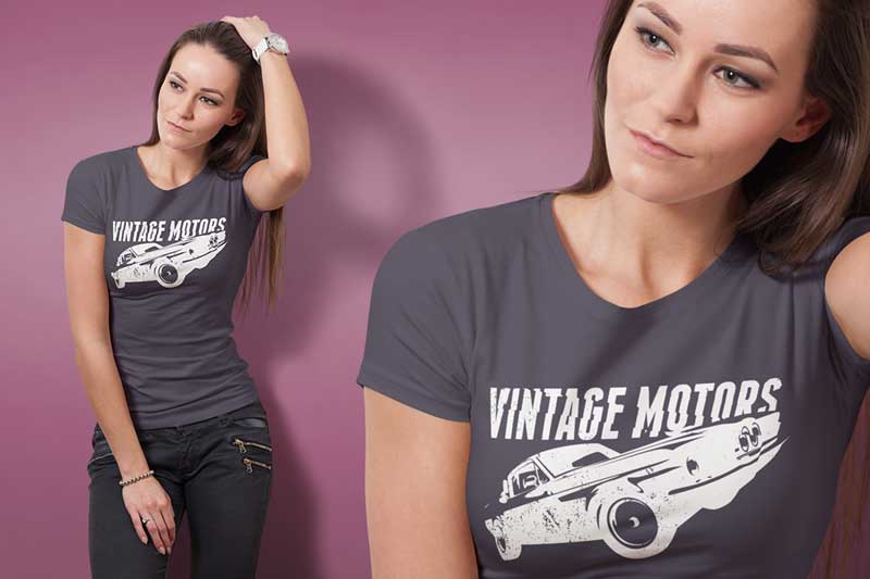 Crew Neck T-shirt Mockup Female Version 3 Crew Neck T shirt Mock up Female Version 2