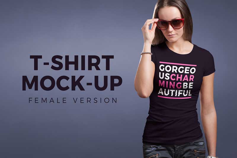 Crew Neck T shirt Mock up Female Version