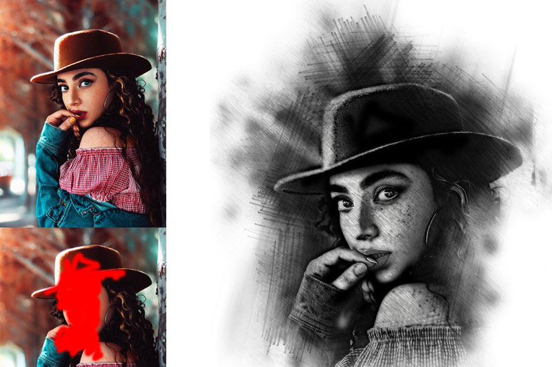Pencil Sketch Photoshop Action 3 Pencil Sketch Photoshop Action 1