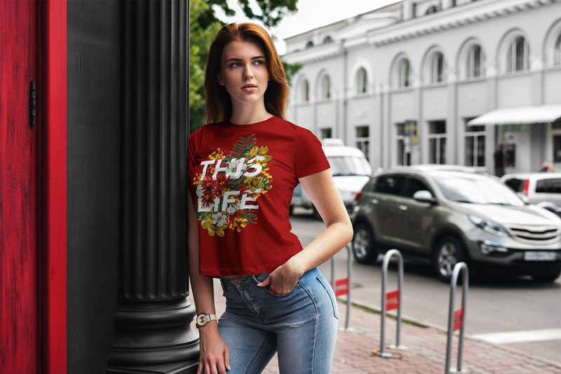 T-Shirt Mock-Up Walking Girl 3 T Shirt Mock Up Walking Girl 2