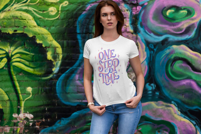 T-Shirt Mock-Up Walking Girl 5 T Shirt Mock Up Walking Girl 4