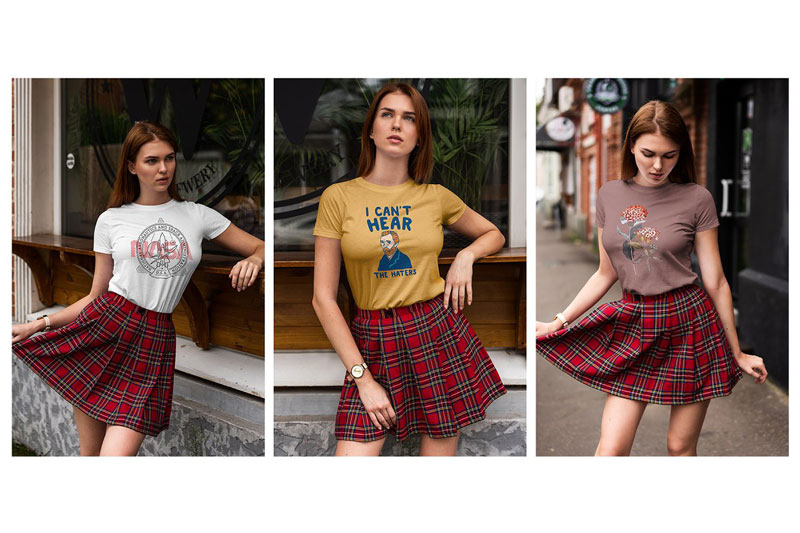 T-Shirt Mock-Up Walking Girl 9 T Shirt Mock Up Walking Girl 8