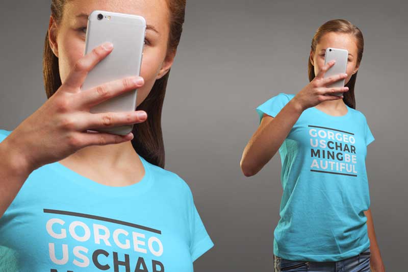 T-shirt Mock-up Female Version PSD Template 3 T shirt Mock up Female Version PSD Template 2
