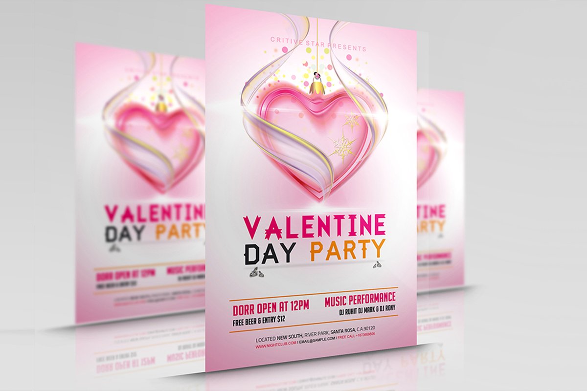Valentine Day Party Flyer Template 2 f