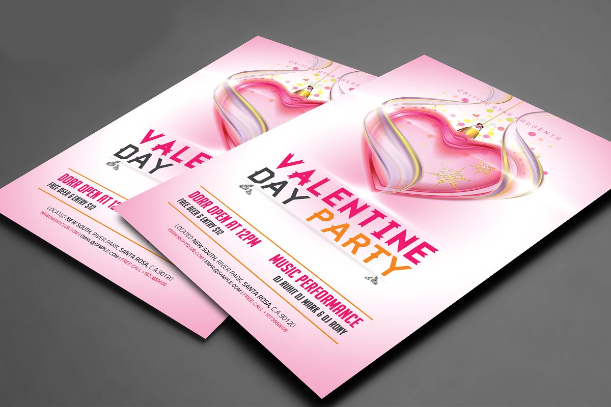 Valentine Day Party Flyer Template 3 ff
