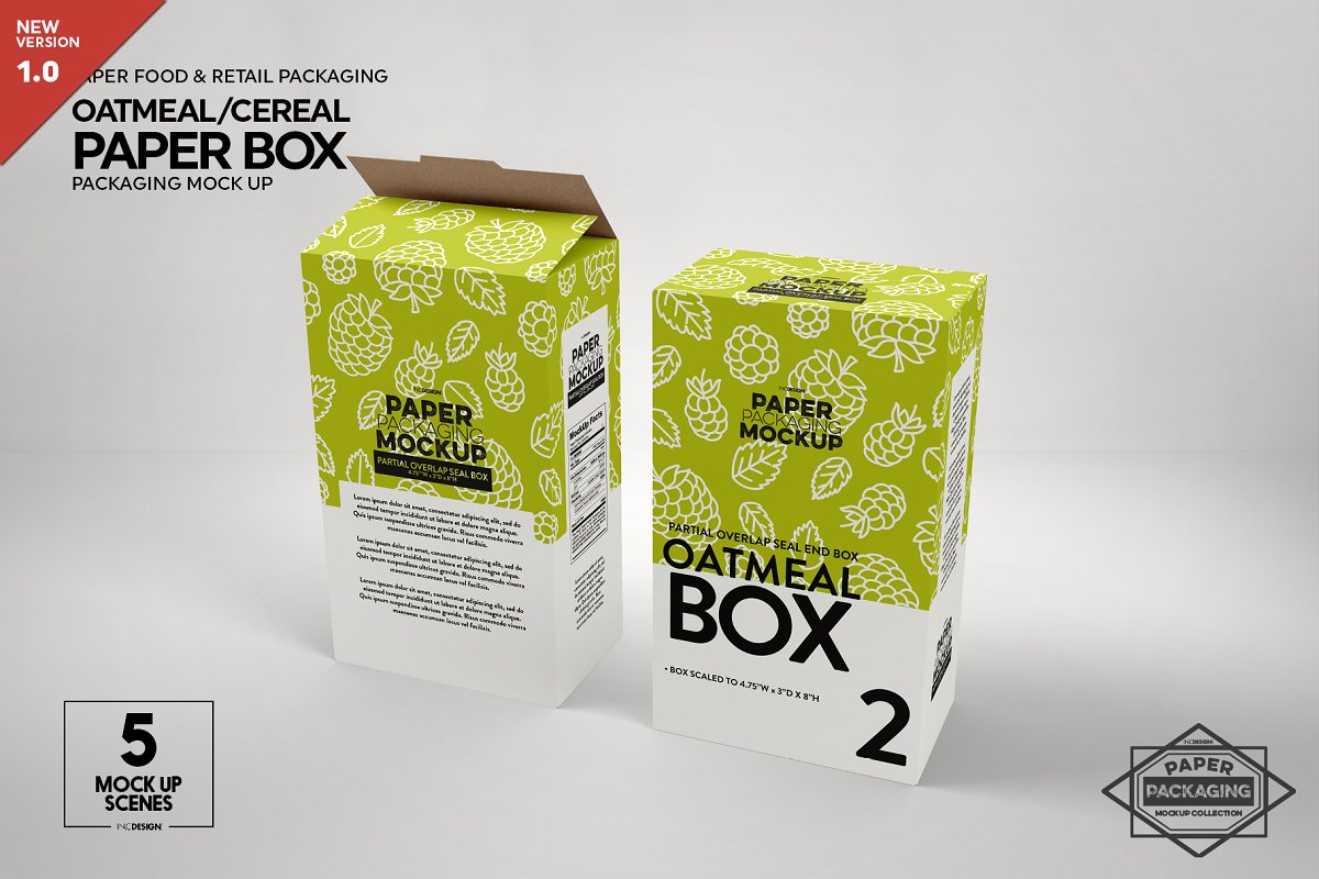 Paper Cereal Box Packaging Mockup 4347678 5 oatmealbox
