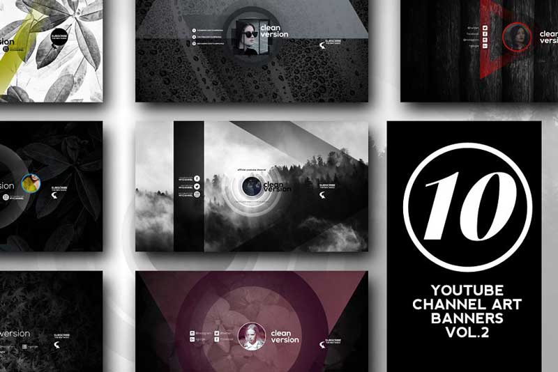 Creativemarket 10 Youtube Channel Art Banners vol.2 1476125
