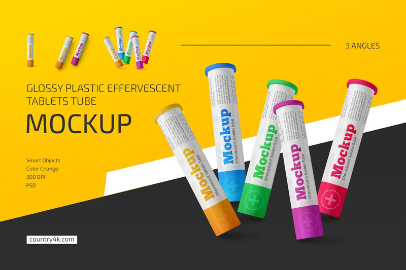 Effervescent Tablets Tube Mockup Set 4614860