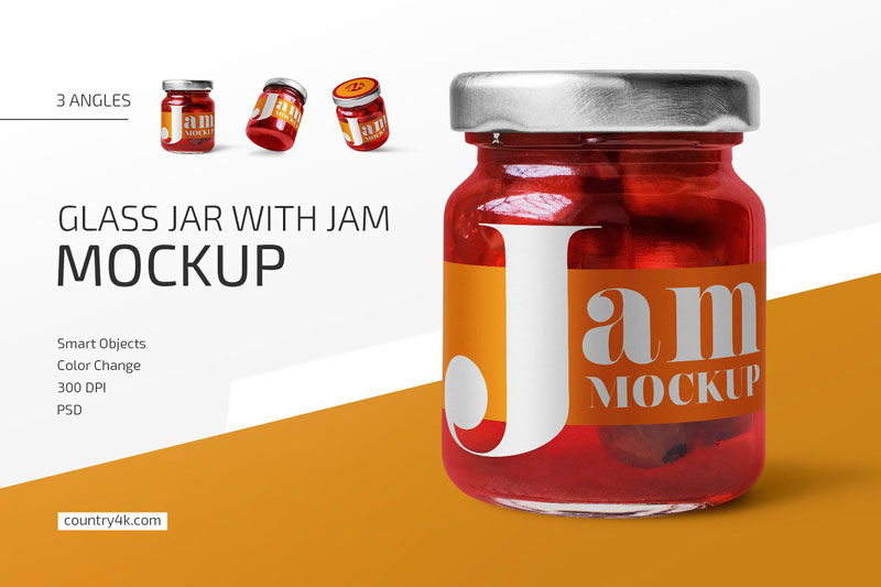 Glass Jar with Jam Mockup Set 4649624