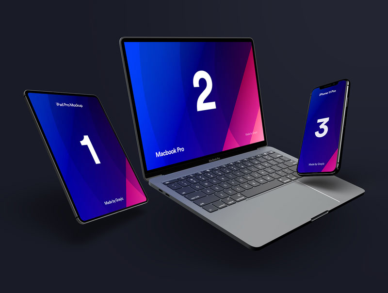 Flying Apple Device Mockup Vol 01 Free