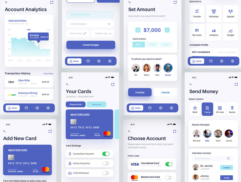 Meela - Money Transfer, Bank, Finance and Wallet App UI Kit Meela - Money Transfer, Bank, Finance and Wallet App UI Kit