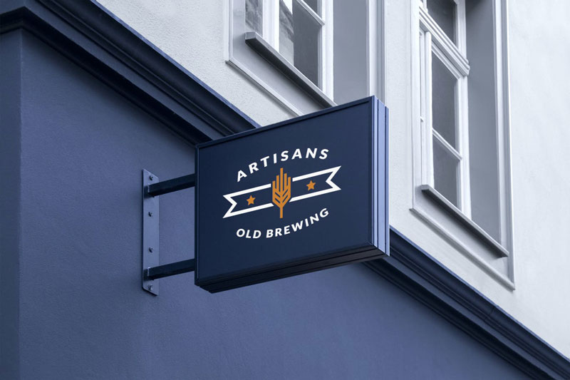 Outdoor Hanging Logo Sign Mockup Free