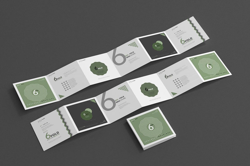 Six Fold Square Brochure Mockups 4718114
