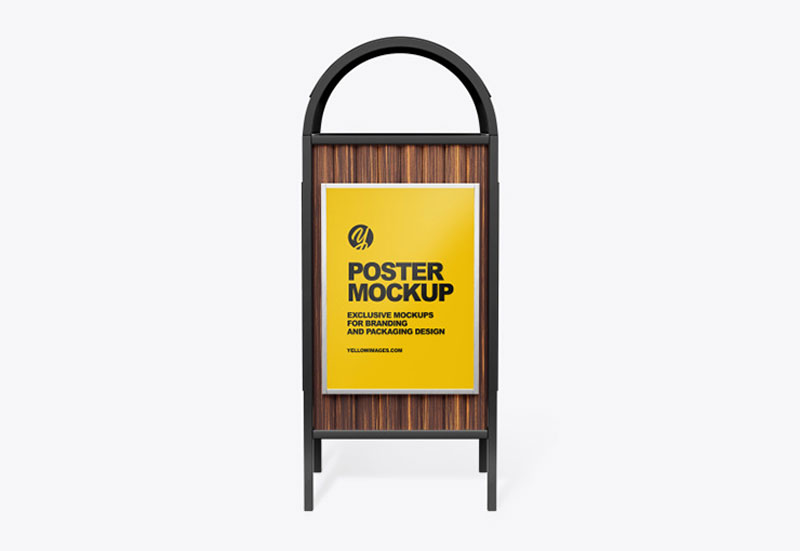 Rubbish Bin with Poster Mockup - Front View 54786 Rubbish Bin with Poster Mockup - Front View 54786