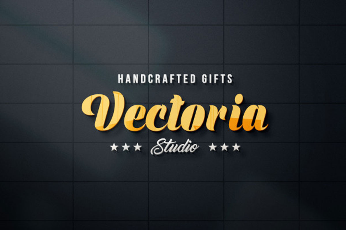 3d Logo PSD Mockup On Wall Free