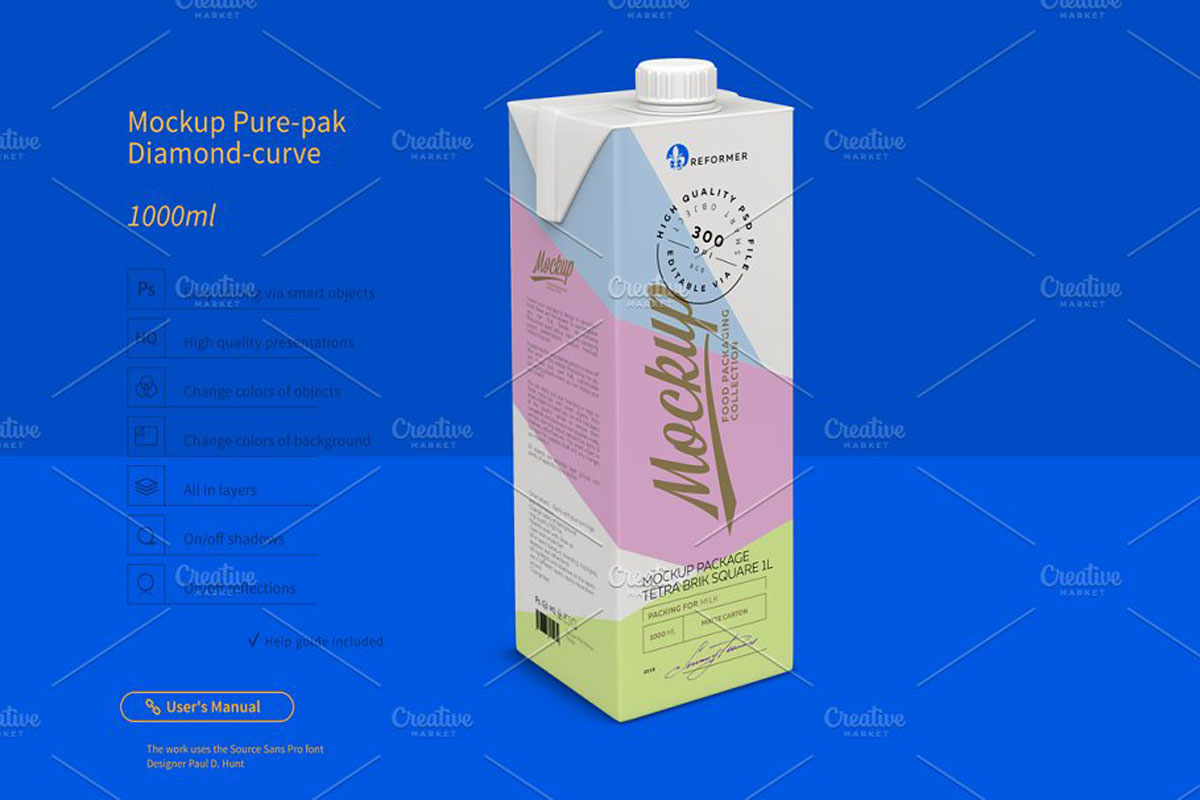 Mockup Package Tetra Brik Square 1l 2564533