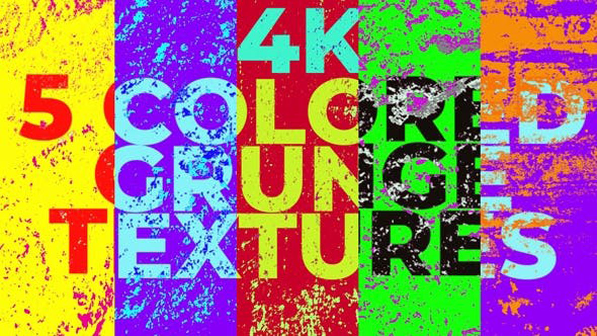 Videohive 5 Colored Grunge Textures 4k 26091740