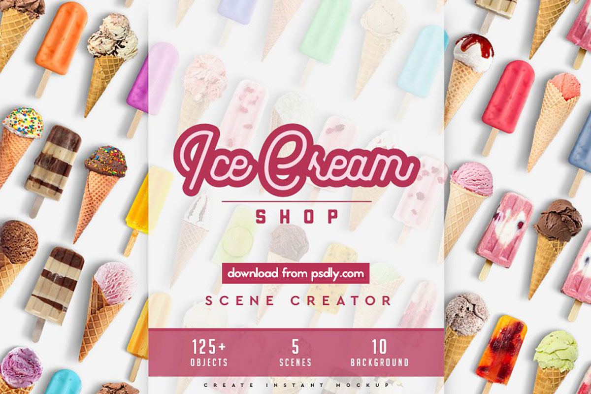CreativeMarket Ice Cream Scene Creator #01 4487477