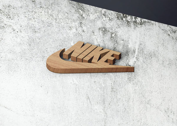 3D Wood Logo Mockup PSD Template