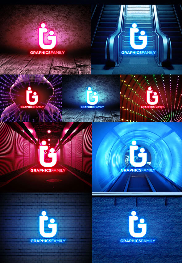 Free Neon Lights PSD Logo MockUp 2 Free Neon Lights PSD Logo MockUp Download