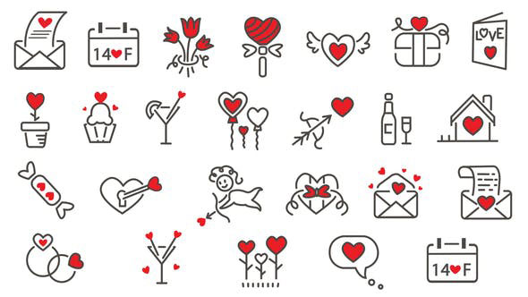 Videohive Love Icons Pack 24 in 1 23220162