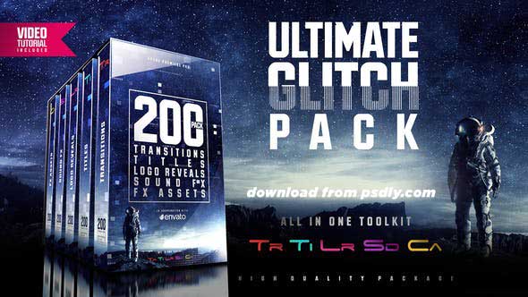 Videohive Ultimate Glitch Pack Transitions Titles Logo Reveals Sound FX 21635963