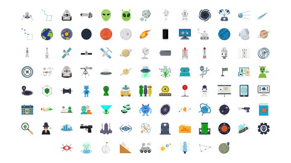 Videohive 100 Space & Universe Icons 30006608