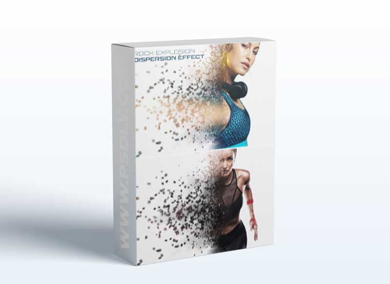 Dispersion photo effect with rock explosion mockup