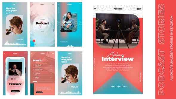 Videohive Podcast audiovisualizer insta stories 31029310