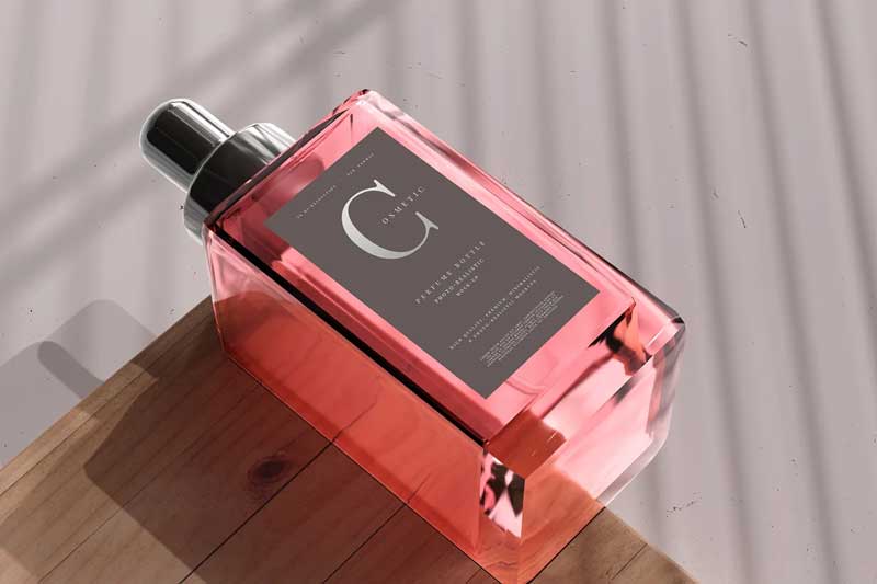 CreativeMarket - Square Perfume Bottle with Box Mockup 6056066