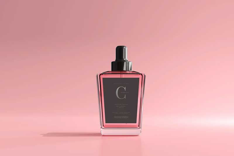 CreativeMarket - Perfume Bottle with Box Mockup 6056065