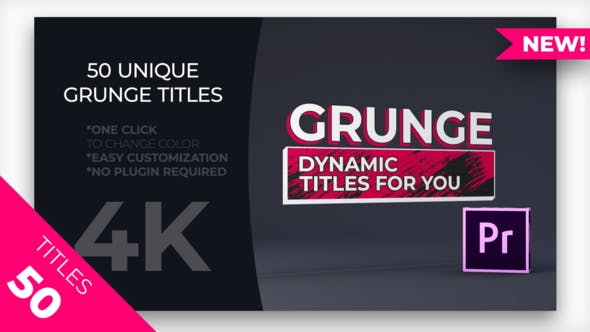 Videohive - 50 Grunge Titles MOGRT - 23198190