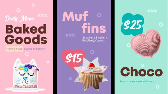 Videohive - Baked Goods Menu Vertical Version || Premiere Pro MOGRT - 33590444