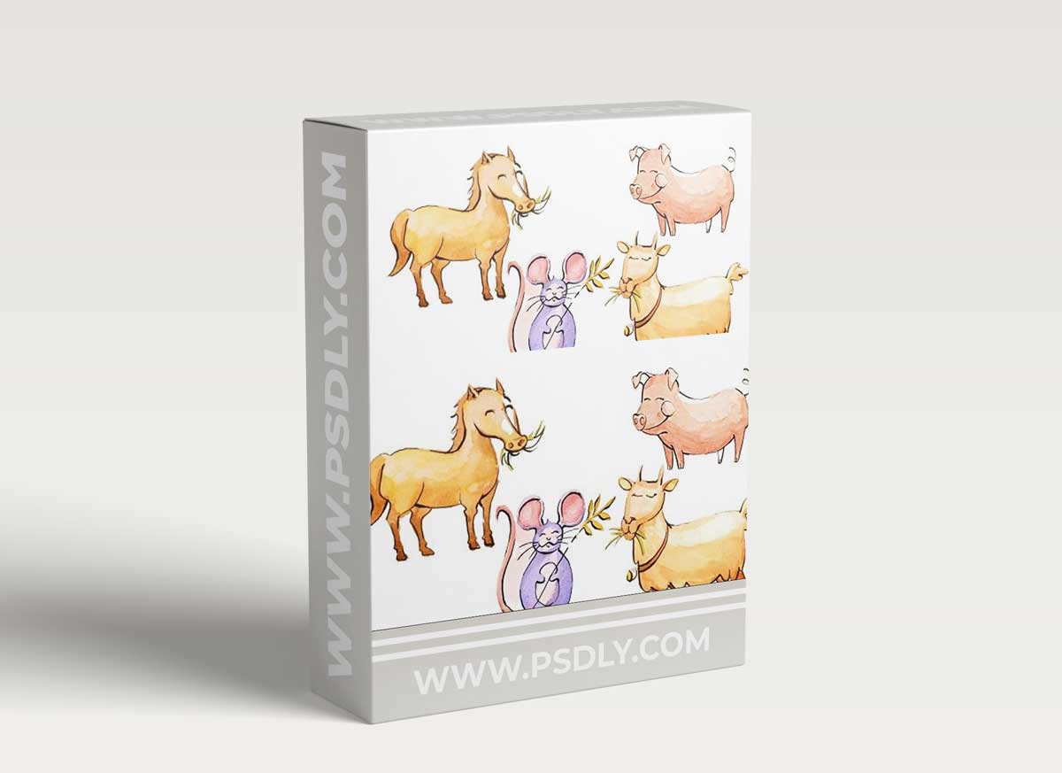 7 day Challange Watercolor Illustration Famous farm animals