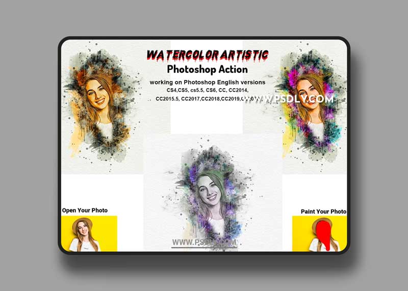 CreativeMarket - Watercolor Artistic Photoshop Action 5763787