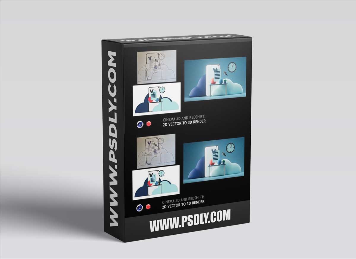 Cinema 4D and Redshift: 2D vector to 3D render