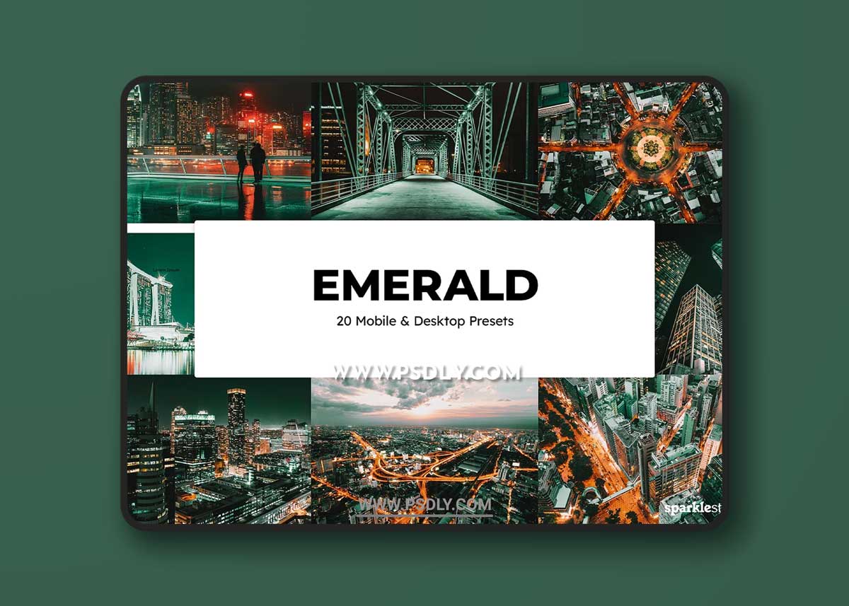 CreativeMarket - 20 Emerald Lightroom Presets & LUTs 6541097