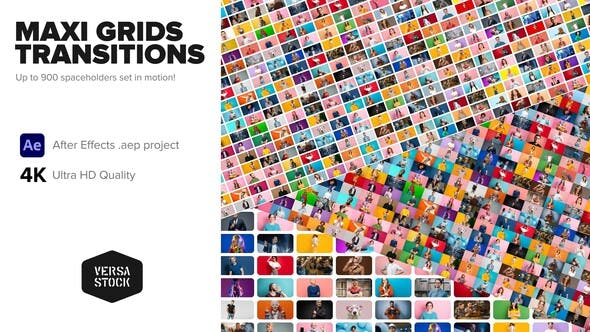 Videohive Maxi Grid Transitions Video Wall 4K 34296898
