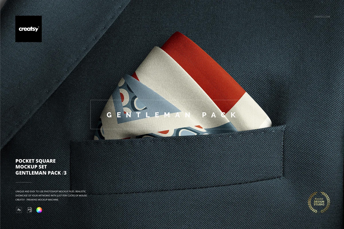 CreativeMarket - Pocket Square Mockup Set 6480967