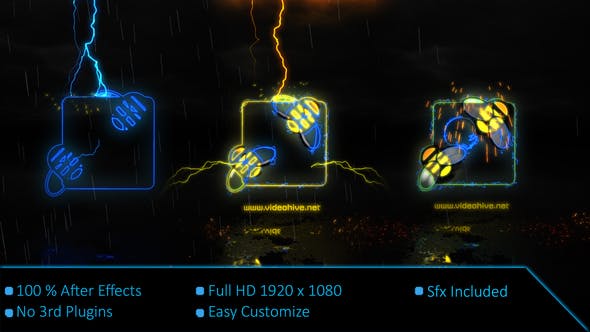 Videohive Lightning Strike Neon Logo 22012898