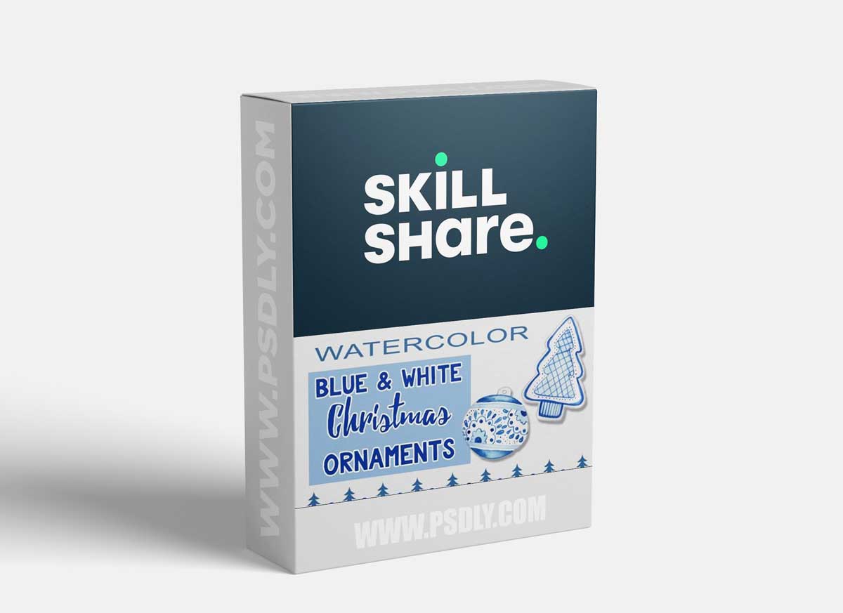 Watercolor Blue & White Christmas Ornaments