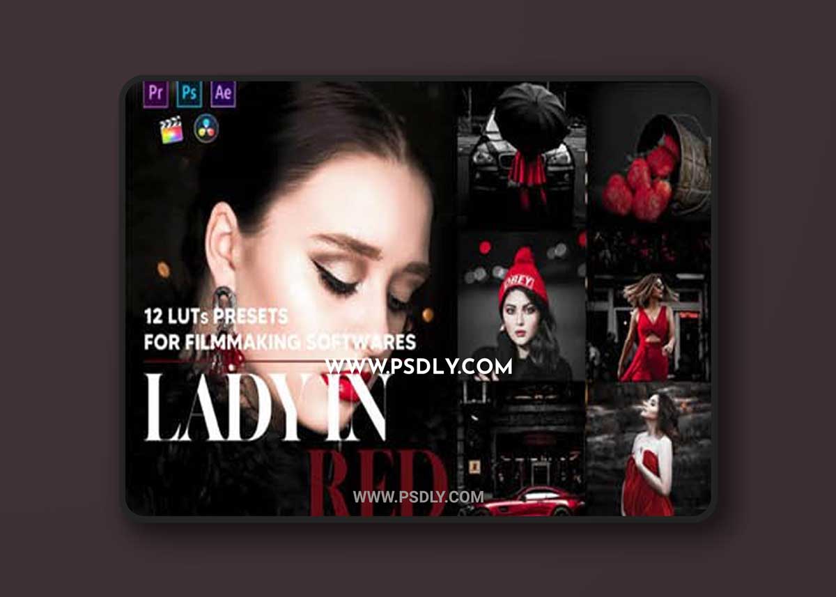 12 Lady in Red Video LUTs Presets