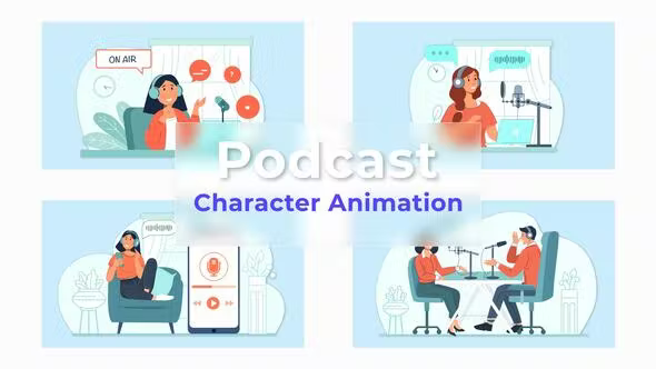 Videohive Pod Cast Explainer And Animation Scene Pack 36861972