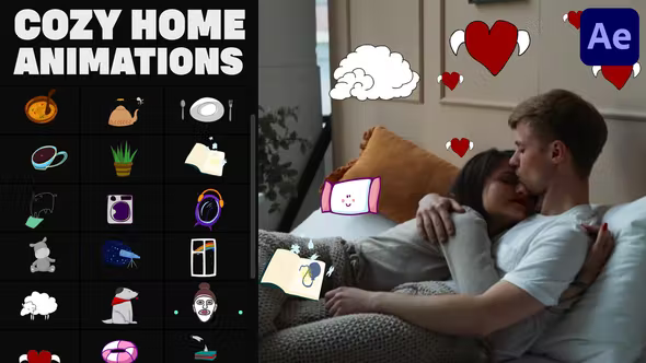 Videohive Cozy Home Stickers for After Effects 36767785