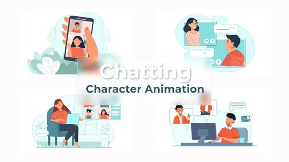 Videohive Video Chatting And online learning Animation Scene Pack 36867681