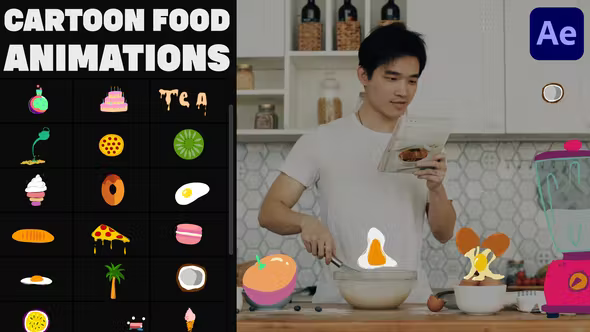 Videohive Cartoon Food Animations for After Effects 37208100