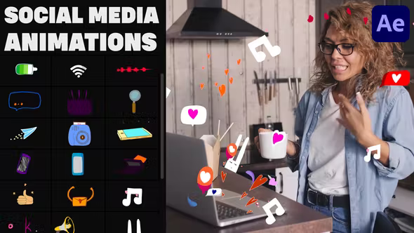 Videohive Social Media Stickers for After Effects 37206165